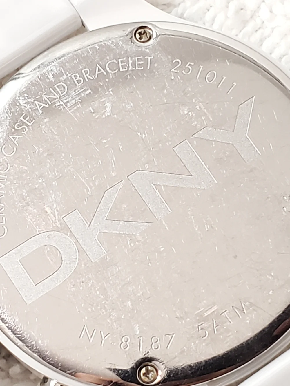 DKNY Ceramic Chronograph Women's White Date Quartz Watch Vintage